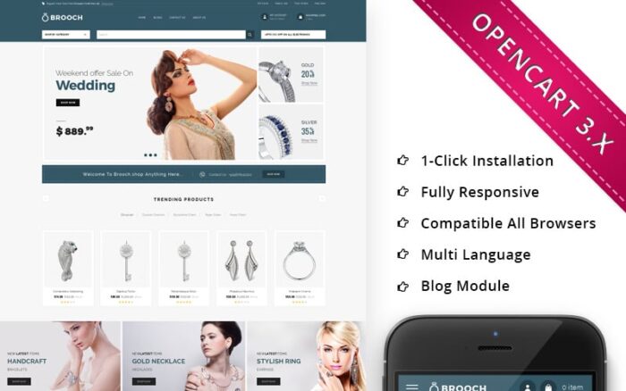 Brooch Jewellery - Responsive OpenCart Template