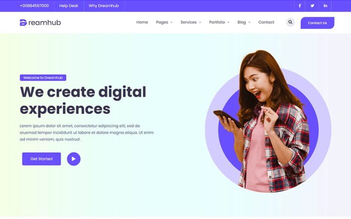 DreamHub Branding Agency HTML5 Template Website Template