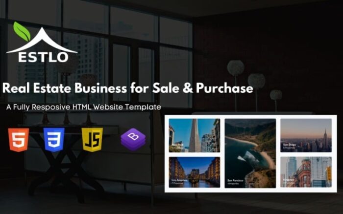 Estlo - A Real Estate Buy and Sell HTML5 CSS3 Javascript Bootstrap 4.6 Responsive Website template Website Template