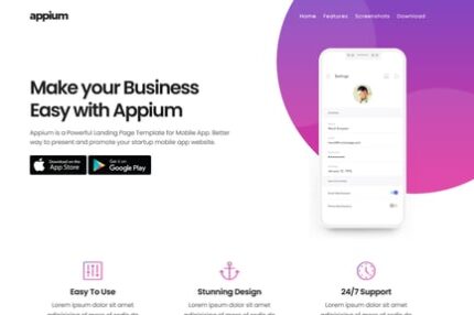 Appium | App Landing Page Template