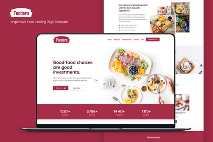 Foodera — Responsive Food Landing Page Template