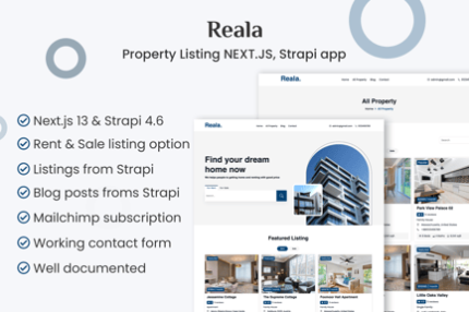 Reala - Property Listing NEXT.JS, Strapi app