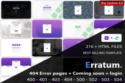 Erratum - 404 Error Pages + Coming soon + Login