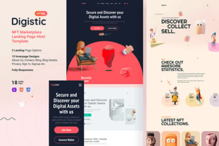 Digistic - NFT Marketplace HTML Landing Page