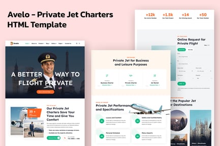 Avelo - Private Jet Charters HTML Template