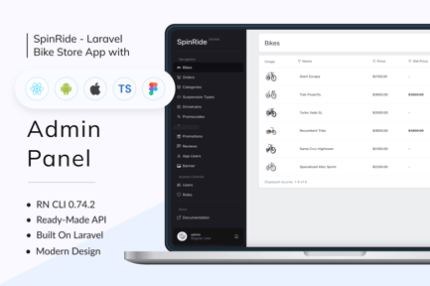 SpinRide - Bike Store Admin Panel with App