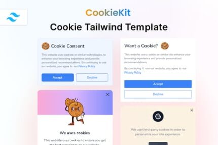 CookieKit - Tailwind CSS 3 Cookie Banners Template