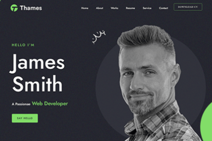 Thames - One Page Personal Portfolio Vue NuxtJS Te