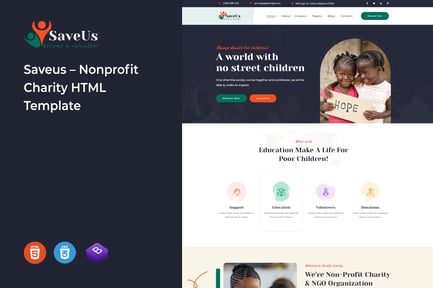 Saveus – Nonprofit Charity HTML Template