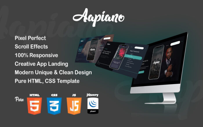 Aapiano HTML Mobile Apps Landing Page Template