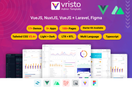 Vristo – Tailwind VueJS, NuxtJS Admin Template