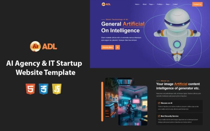 ADL - AI Agency & IT Startup Busniess Website Template