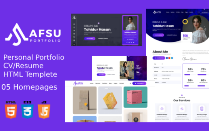 Afsu - CV/Resume and Portfolio HTML Template Website Template