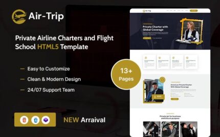 Airtrip – Private Airline Charters and Flight School HTML5 Template Website Template