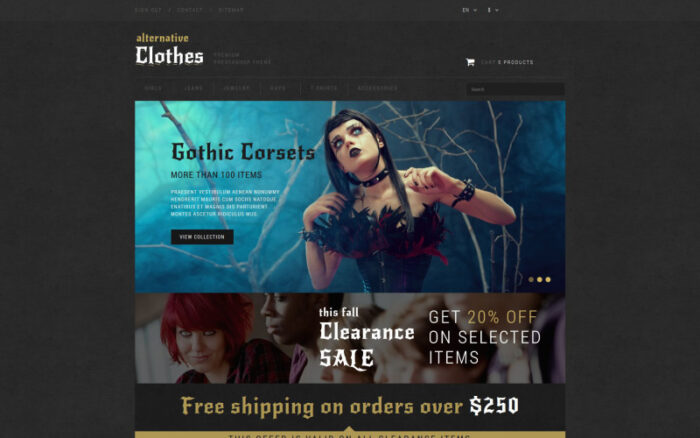 Alternative Clothing Store PrestaShop Theme