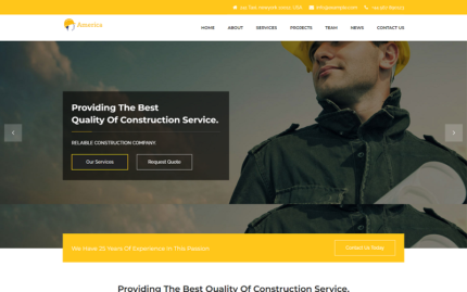 America Construction Building Html Template Landing Page Template