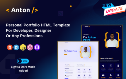 Anton - Versatile Portfolio HTML Template for Developers, Designers & Creative Professionals Website Template