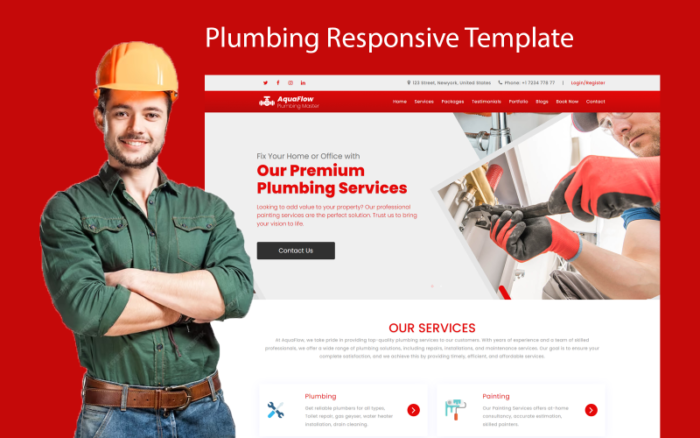 AquaFlow - Plumbing & Maintenance Services Multipurpose Landing Page Template