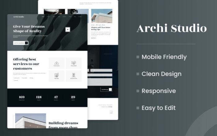 Archi Studio - Architecture Landing Page HTML Template Landing Page Template