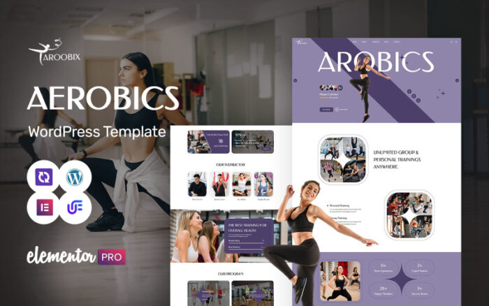 Aroobix - Aerobics, Fitness Studio And Zumba Studio WordPress Elementor Theme WordPress Theme