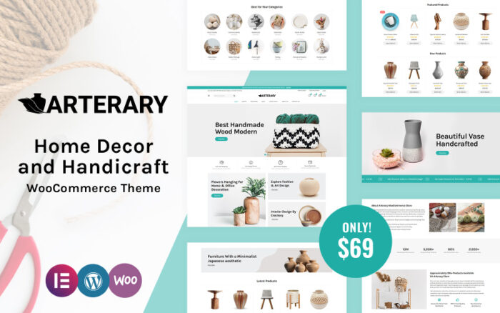 Arterary - Home Decor, Handicraft, Ceramic Artist and Poultry Farm WooCommerce Theme