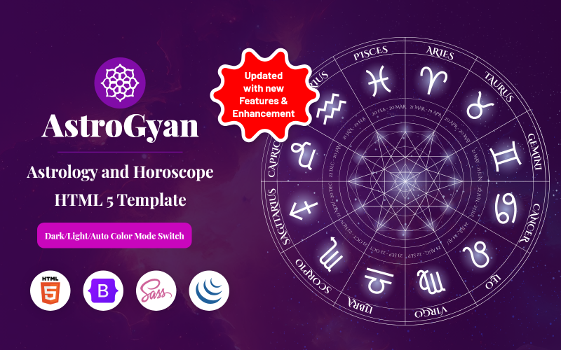 AstroGyan - Astrology and Horoscope HTML 5 Template Landing Page Template