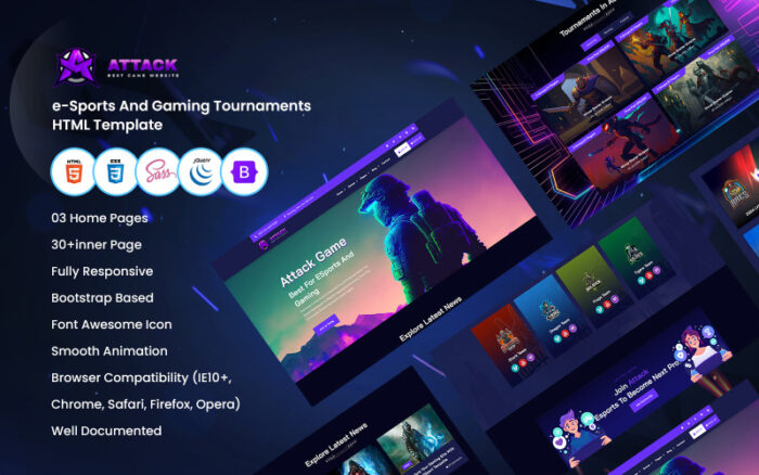 Attack - eSports And Gaming Tournaments HTML Template Website Template