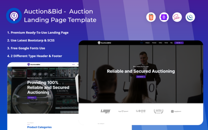 Auction&Bid - Auction Landing Page Template