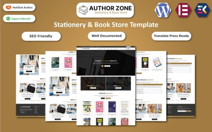 Author Zone - Stationery & Book Store WooCommerce Elementor Template WooCommerce Theme