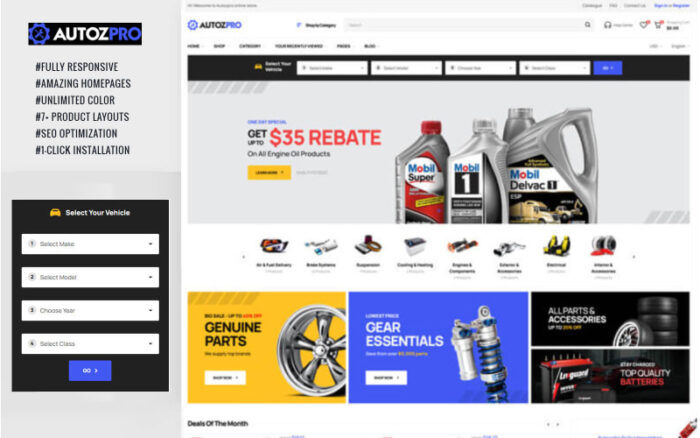 Autozpro Parts Cars Store PrestaShop Theme