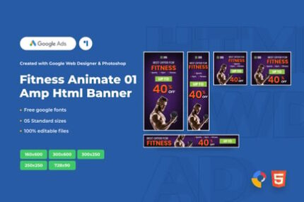 Fitness Animate 01 Ads Template AMPHTML Banners