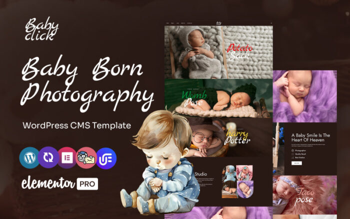 Baby click - Babyborn Photo Studio Multipurpose WordPress Elementor Theme WordPress Theme