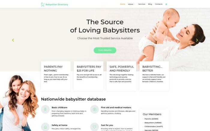 Babysitter Directory - Babysitter Ready-to-Use Clean Joomla Template