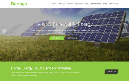 Benaya is a one page Solar Energy Company Template Landing Page Template