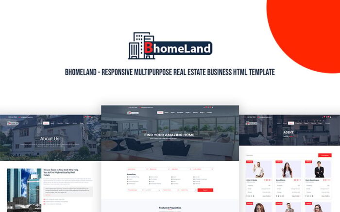 Bhomeland - Responsive Multipurpose Real Estate Business HTML Website Template