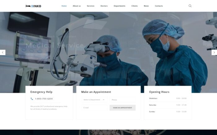 Binko - Futuristic Privat Clinic HTML Landing Page Template