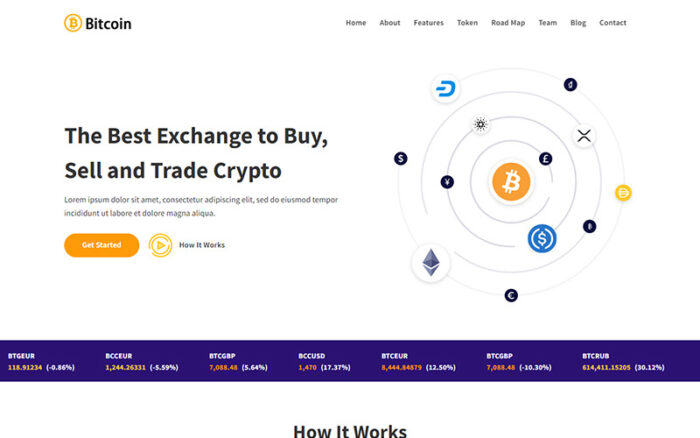 Bitcoin - Cryptocurrency Landing Page Template