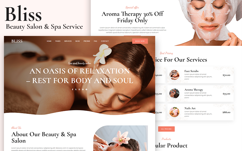 Bliss - Beauty Salon & Spa Service HTML5 Template Website Template