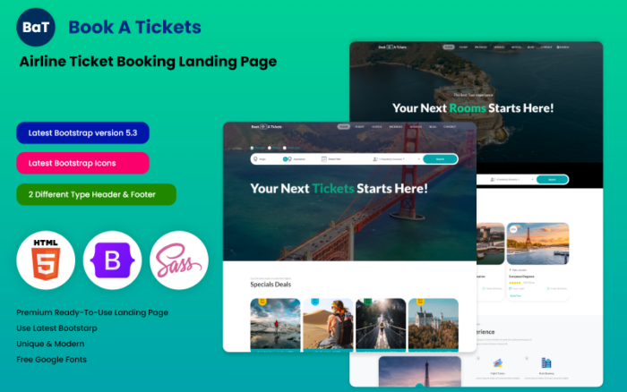 Book A Tickets - Airline Ticket Booking Landing Page Landing Page Template