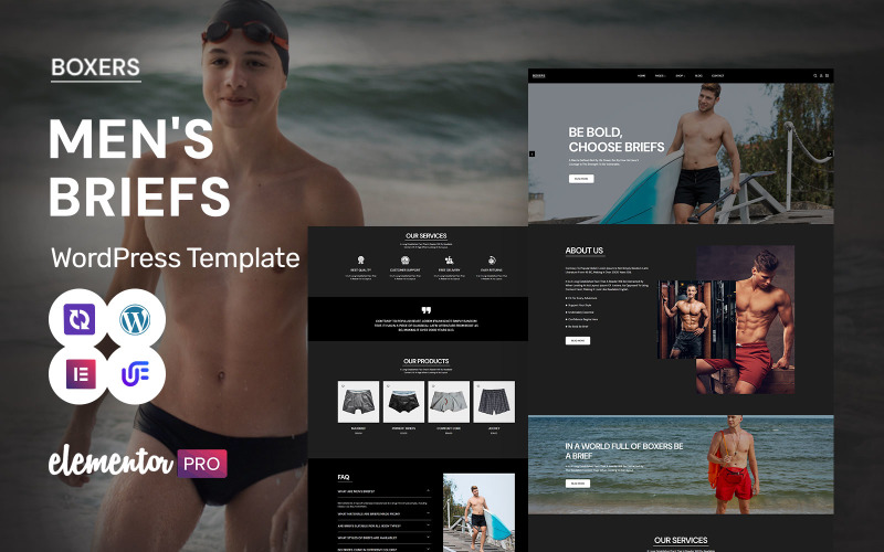 Boxers - Men’s Briefs And Intimate Apparel WordPress Elementor Theme WordPress Theme