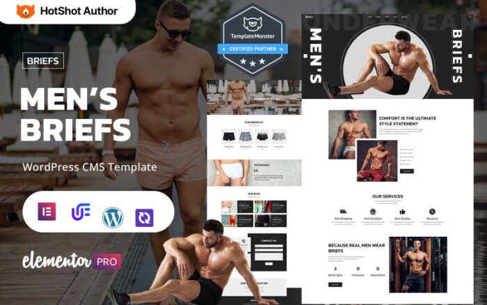 Briefs - Men's Underwear And Loungewear WordPress Elementor Theme WordPress Theme