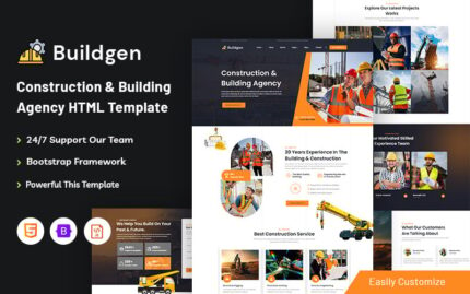 Buildgen - Construction & Building Agency HTML5 Template Website Template