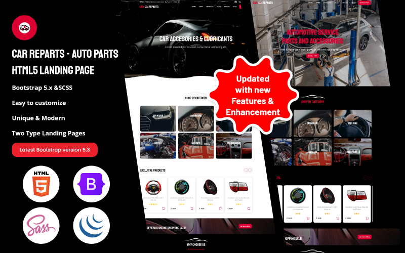 CarReparts - Auto Parts HTML5 Landing Page Landing Page Template