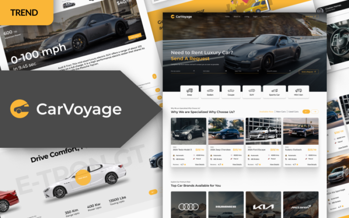 Carvoyage - Car Rental and Booking HTML Template Website Template