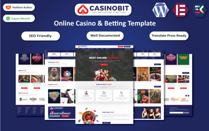 Casino Bit - Online Casino & Betting WordPress Elementor Template WordPress Theme