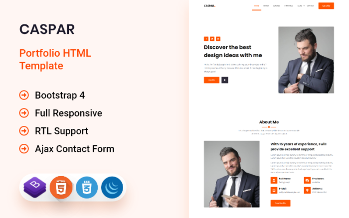 Caspar - Portfolio HTML Template Website Template