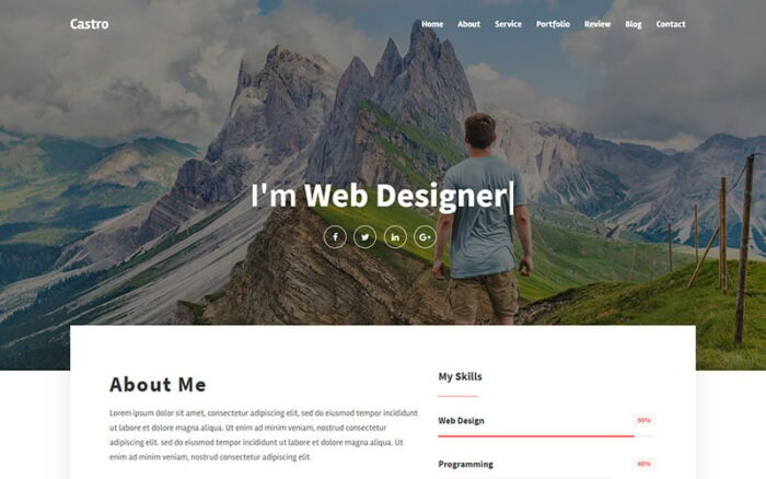 Castro - Personal Portfolio Landing Page Template