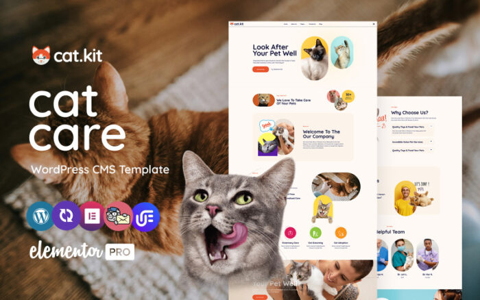 Catkit- Pet Care And Grooming Multipurpose WordPress Elementor Theme WordPress Theme