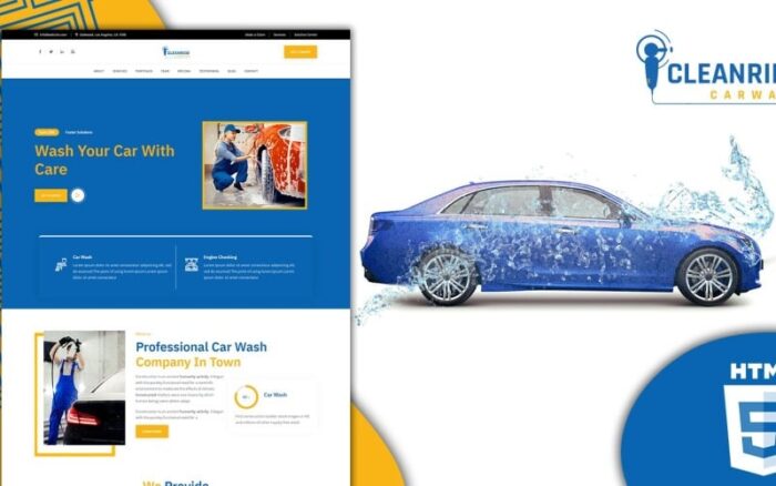 Cleanride Car Wash Services Landing Page Website Template Landing Page Template