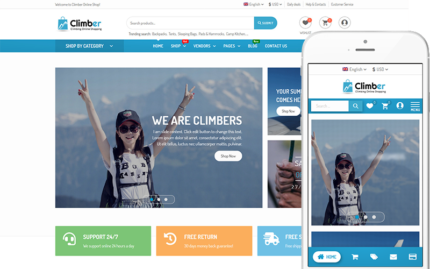 Climber - Multi Vendor Marketplace Theme WooCommerce Theme